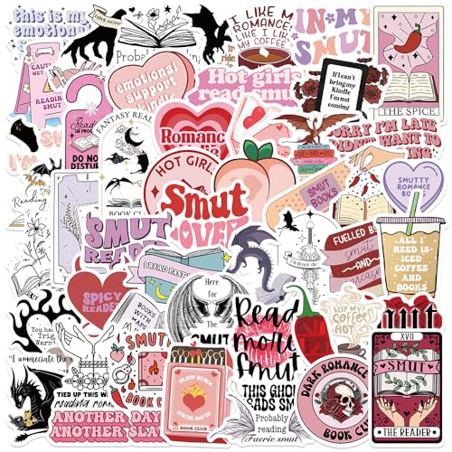 Ästhetisches Buch Aufkleber Set 52 Stück Set, Laptop Journal Buch Tasche Motorradhelm Scrapbooking Wasserdicht Anime Aufkleber, Rosa Kawaii Mädchen und Frauen Lesen Aufkleber von Viojrlly