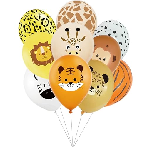 Packung mit 10 Ballon Tiere, Dschungel Wildlife Dekoration Animal Print Latex Ballons Kindergeburtstag, Wildlife Pattern Geburtstag Dekoration Helium Ballon Jungen Kinder Geburtstag Party Dekoration von Viojrlly