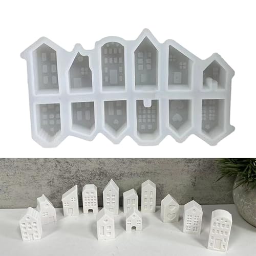 Silikonformen Gießformen Häuser, Mini Silikonform Haus Weihnachten, DIY Weihnachten Haus Gießform, Silikon Gießform Häuschen Gips Gießformen, Kerzenformen zum Gießen DIY Handwerk von Viojrlly