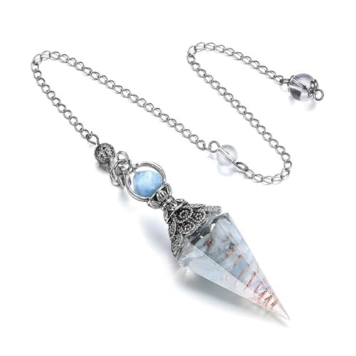 Viojrlly Harz Aquamarin Pendulum Edelstein Pendel Kristall, Sechseckiger Edelstein-Kristall-Anhänger, Kristall-Pendel, Steine Pendulum Pendel für Hexerei Zeremonie Wahrsagen Reiki Heilung von Viojrlly