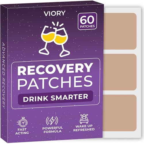 Recovery Patches 60 Stück – Wachen Sie erfrischt und energetisiert mit unseren 100% natürlichen Inhaltsstoffen Patch für Party – hautfreundlich und wasserdicht – vor dem Trinken auftragen – von Viory