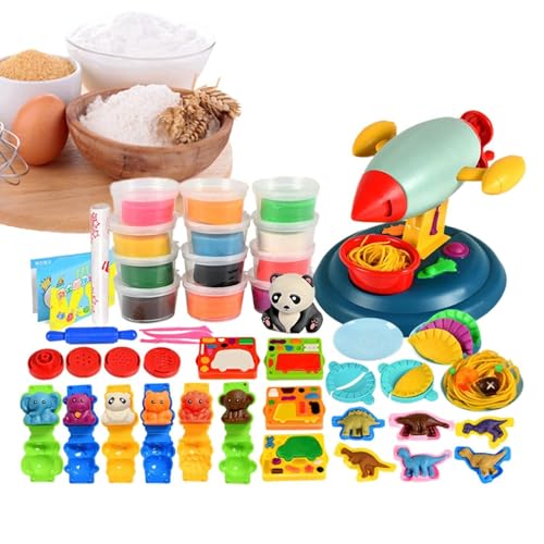 Virtcooy Modelliermasse,Rich Play Dough Kit - Knetmasse-Teig-Spielset, Farbteig-Nudel-Set zum Herstellen von Nudeln, Küchen-Spielset von Virtcooy