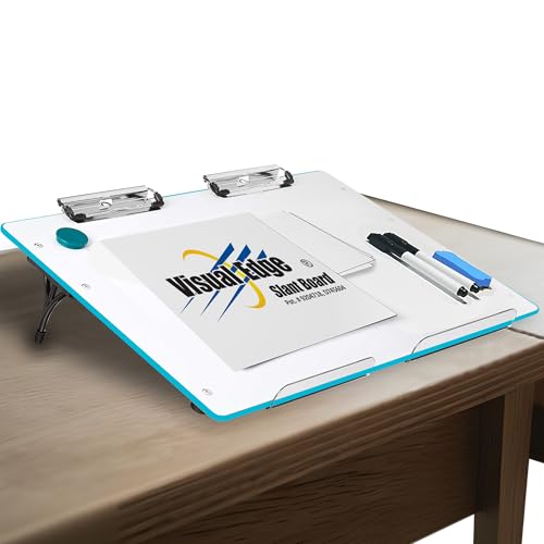 Visual Edge Slant Board - Verstellbare tragbare Workstation, magnetisches Whiteboard-Klemmbrett, 22-Grad-Winkel für optimales Schreiben, Lesen - Ergonomisches Schreibtischzubehör für vielbeschäftigte von Visual Edge Slant Board