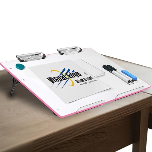 Visual Edge Slant Board - Verstellbare tragbare Workstation, magnetisches Whiteboard-Klemmbrett, 22-Grad-Winkel für optimales Schreiben, Lesen - Ergonomisches Schreibtischzubehör für vielbeschäftigte von Visual Edge Slant Board