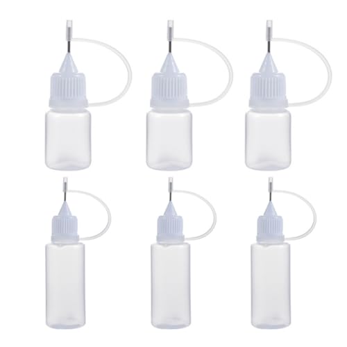 Visxcnu Dosierflasche, Nadelflasche,Quetschflasche Klein, 6Stück Quetschflaschen Kunststoff 5ml/10ml LeerfläschchenSpritzflasche,Plastikflasche,Leimflasche Leer,Kleine Plastikflaschen Zum BefüLlen von Visxcnu