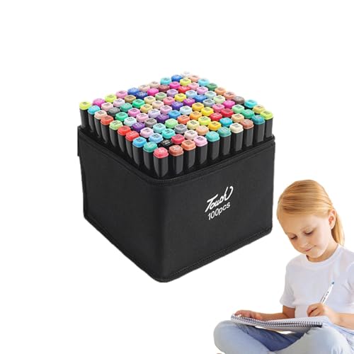 Marker-Set – Kunstmarker, Skizzenstifte, 100/120 Farbmarker-Set, Permanentmarker | Buchmalstift mit feiner Spitze und Pinselspitze, doppelköpfiger Permanentmarker für Kinder, Teenager, Kleinkinder von Vitsrisea