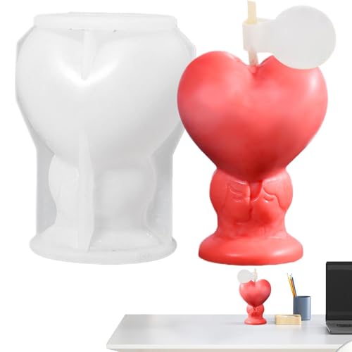 Vitsrisea Herzform, Herzkerzenform - KISS PAAR 3D Love Heart Kerze Form - Handgemachte Bastelbedarf, Epoxidharz Gießform für Dekorationen von Vitsrisea