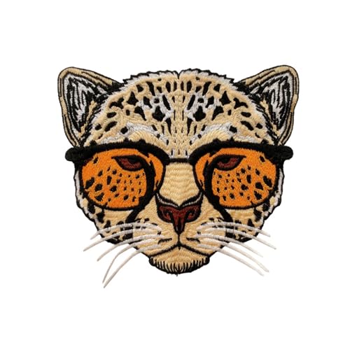 1 Stück Großer Leopard mit Brille Stoff Patches, Flicken zum Aufbügeln, Tier-Flicken für Jacken, zum Aufbügeln, Stickerei, Applikation, dekorative Kleidung (15) von Viusneun