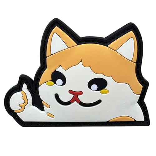 3D PVC Klett Patch Niedliche Katze Patches Klett Lustiges Morale Hook Patch Aufnäher für DIY Kleidung, Rucksäcke, Jacken, Jeans (Gelb) von Viusneun