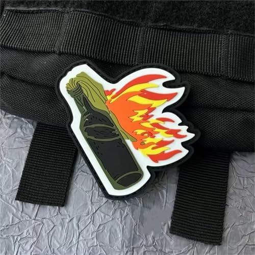 3D PVC Klett Patches, Container Flasche Flamme Patches Klett Tactical Morale Aufnäher Applikationen für Kleidung Taschen Rucksack Uniform Weste (CUSTOM-0340) von Viusneun