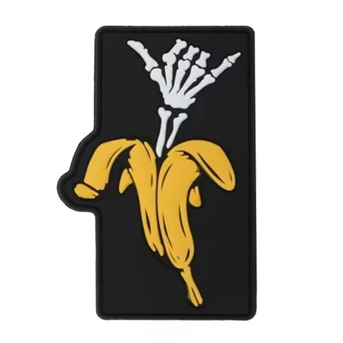 3D PVC Klett Patches, Lustige Bananen Skelett Hände Tactical Moral Aufnäher Für DIY Kleidung, Rucksäcke, Jacken, Jeans (Schwarz) von Viusneun