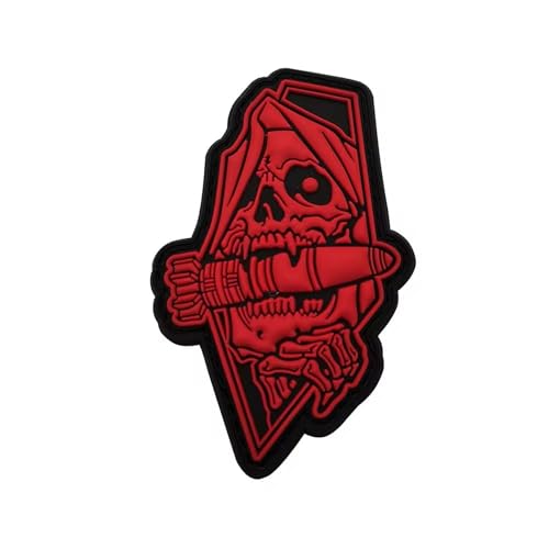 3D PVC Klett Patches Lustige Schädel Rakete Leuchtend Hook Loop Patches Militär Moral Aufkleber für Kleidung, Rucksäcke, Hut, Jacke (P00334-1) von Viusneun