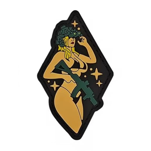 3D PVC Patches Klett Kriegerin Schönheit Militär Patch Aufnäher Patches Klett für Rucksäcke Taktische Kleidung Aufkleber Abzeichen Klettbänder (Grün) von Viusneun