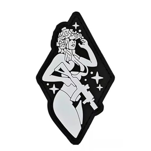 3D PVC Patches Klett Kriegerin Schönheit Militär Patch Aufnäher Patches Klett für Rucksäcke Taktische Kleidung Aufkleber Abzeichen Klettbänder (Weiß) von Viusneun