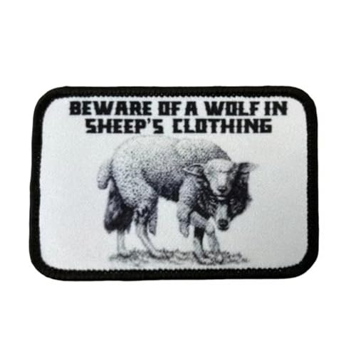 A WOLF IN SHEEP'S CLOTHING Klett Patch, Lustige Militär Moral Taktische Patches Klett für Kleidung Rucksäcke Hüte Jacken Jeans Taschen (0433) von Viusneun