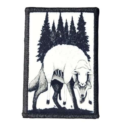 A WOLF IN SHEEP'S CLOTHING Klett Patch, Lustige Militär Moral Taktische Patches Klett für Kleidung Rucksäcke Hüte Jacken Jeans Taschen (0449) von Viusneun