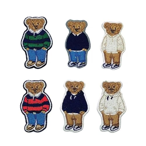 Cartoon Bär Patches zum Aufbügeln, Aufnäher Kinder, Flicken zum Aufbügeln, Aufbügelflicken Set, Bügelbilder für Textilien für DIY Kleidung, Jeans, Taschen, Dekoration (7) von Viusneun