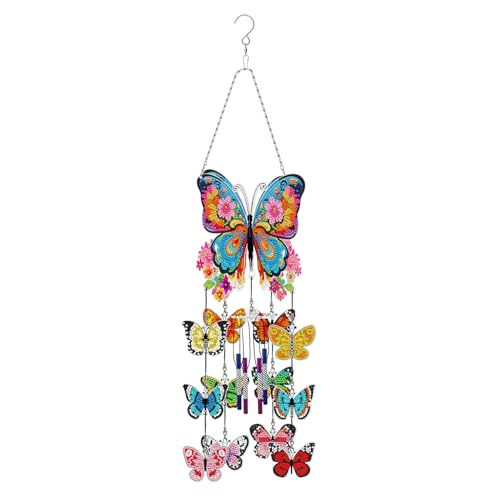 Diamond Painting 5D Schmetterling Wind Chimes Anhänger Set DIY Diamond Painting Windspiele Sonnenlicht Fangen Doppelseitige 3D Windspiele Diamond Art Windspiele von Viusneun