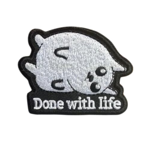 "Done With Life" Patches Klett Lustiges Hund Klett Patch Taktische Morale Hook Patch Aufnäher Für Kleidung Rucksack Baseballkappe Uniform von Viusneun