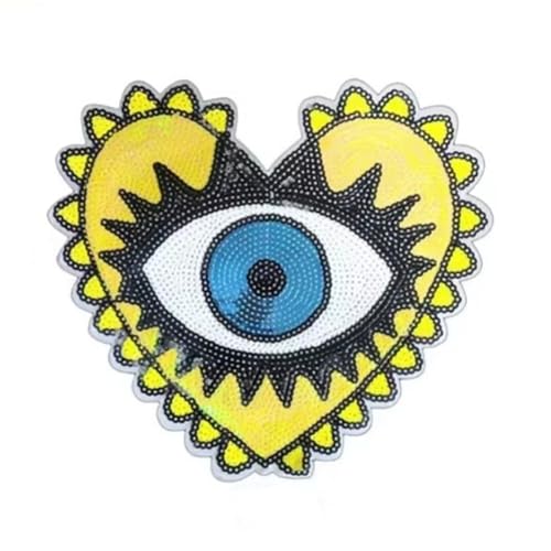 Evil Eye Pailletten-Patches Herz Evil Eyes Flicken zum Aufbügeln Große Applikation, Bügelbilder für Textilien Patch Für DIY Nähen Jeans Handtaschen Jacke Rucksack Hut (7) von Viusneun