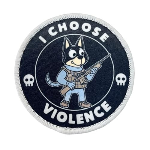 "I CHOOSE VIOLENCE" Klett Patch Lustige Hund Aufnäher Morale Tactical Military Hook Patch Für Taktische Kleidung Rucksack Baseballkappe Uniform von Viusneun