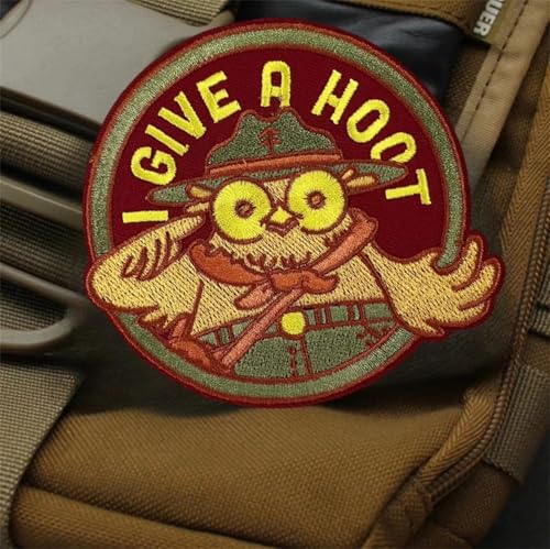 "I GIVE A HOOT" Patches Klett Lustiges Huhn Klett Patch Stickerei Taktische Morale Hook Patch Aufnäher Applikationen Für DIY Kleidung Rucksack Baseballkappe Uniform von Viusneun