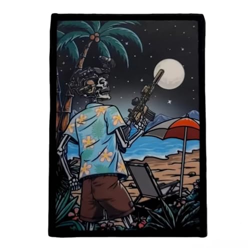 Klett Patch Urlaub Strand Skelett Patches Klett Drucken Taktische Moral Militär Abzeichen Patches Für Taktische Kleidung Rucksack Baseballkappe Uniform von Viusneun