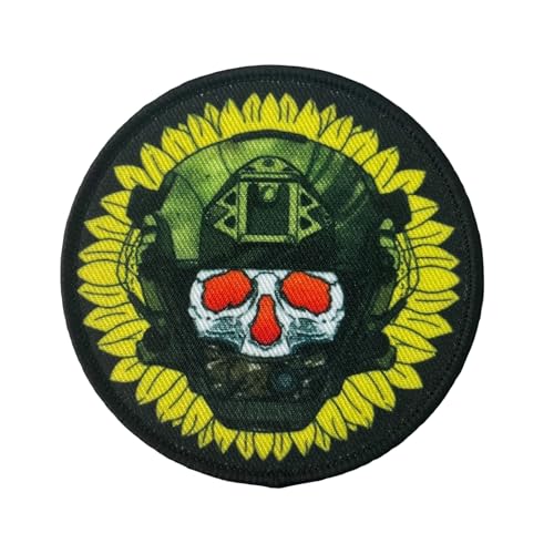 Klett Patches, Sonnenblume Schädel Aufnäher Drucken mit Klettverschluss, Moral MilitäR Patches Aufkleber für DIY Rucksäcke, Jacken, Jeans, Kappen, Kleidung von Viusneun