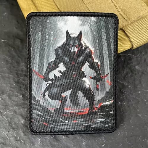 Klett Patches, Wilder Wolf Aufnäher Drucken mit Klettverschluss, Klettbänder Moral MilitäR Patches Aufkleber für DIY Rucksäcke, Jacken, Jeans, Kappen, Kleidung von Viusneun