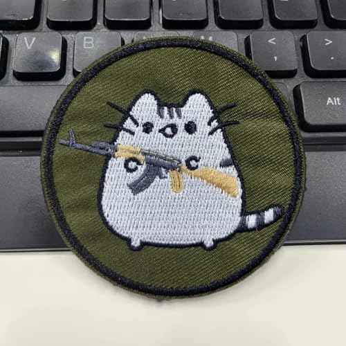 Klett Patches Katze mit Pistole Tactical Moral Aufnäher Applikationen für DIY Kleidung, Rucksäcke, Jacken, Jeans von Viusneun