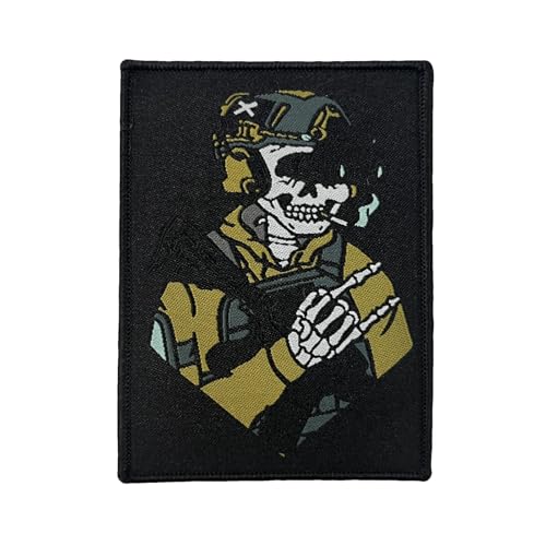 Klett Patches Nachtsicht Skelett Soldat Patch Tactical Military Bestickter Hook Patch Aufnäher Applikation für DIY Biker Rucksack Kleidung von Viusneun