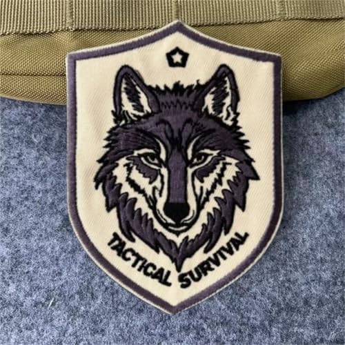 Klett Patches Tactical Survival Wolf Patch Klett MilitäR Moral Taktische Patches Embroidery Aufnäher für Rucksäcke Aufkleber Abzeichen Klettbänder von Viusneun