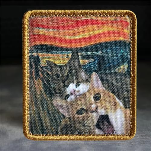 Klett Patches Tier Klett Lustig Patches Katze Klett MilitäR Süßer Katze Drucken Taktisches Morale Aufnäher für Rucksäcke, Jacken, Jeans von Viusneun