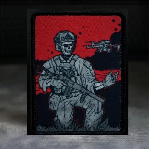 Klettpatches Klett Militär, Skelett-Soldat Drohnen Patch, Aufnäher, Militär Patches Aufkleber, Patch Klett Abzeichen Moral Militär für Rucksäcke Taktische Kleidung von Viusneun