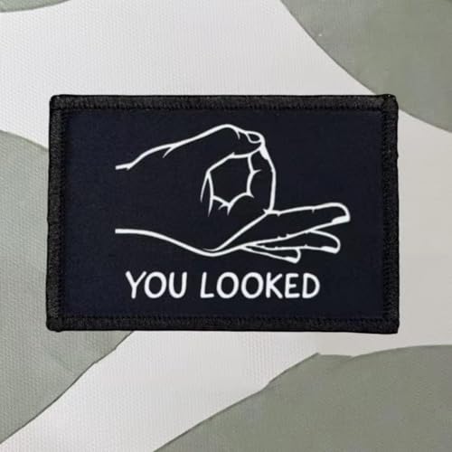 Lustig Geste Patches Klett " You Looked Finger " Drucken Aufnäher Hook Loop Patch Geschenk Applikation für Kleidung Taktische Ausrüstung Hut Rucksack Jacken von Viusneun