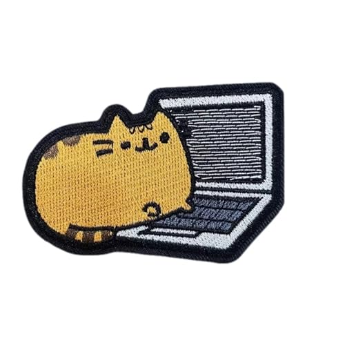 Niedliche Computer katze Klett Patches Stickerei Patch Klett Tactical Moral Aufnäher Applikationen für DIY Kleidung, Rucksäcke, Jacken, Jeans von Viusneun