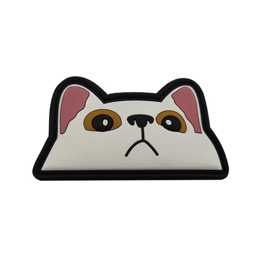 PVC Katzengesicht Klett Patch, lustige Katze Abziehbilder, Aufnäher Patches Bügelbild Applikation für Mädchen Jungs Aufbügel Patches zum T-Shirt Jeans Taschen (Weiß) von Viusneun