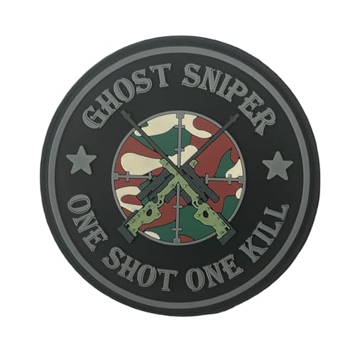 PVC Klett Patch Ghost Sniper Militär Patch Klett Patches Aufnäher 3D Hook Patches Tactical Morale Hook Loop Patches for Tactical Gear Hat Backpack Jackets von Viusneun