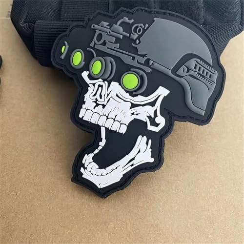 PVC Klett Patches Nachtsicht Totenkopf-Helm Patch Tactical Military Bestickter Hook Patch Aufnäher Applikation Abzeichen Klettbänder von Viusneun