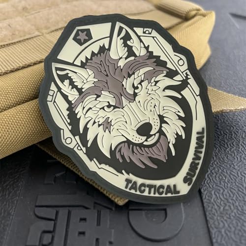 PVC Rubber 3D Hook Patch Klett Tactical Survival Wolf Aufnäher MilitäR Moral Taktische Patches FüR Jungen, MäDchen, Jacken, Jeans, RucksäCke von Viusneun