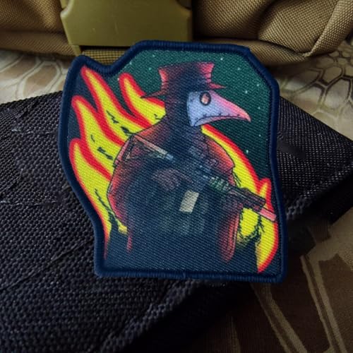 Patches Klett, Krähe mit Pistole Militär Patches Drucken mit Klettverschluss Taktische Moral Aufnäher für DIY Kleidung Rucksäcke Jacken Jeans von Viusneun