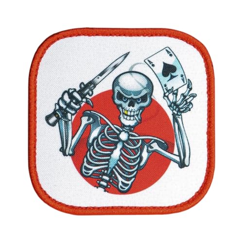 Patches Klett, Lustig Skelett Pik-Ass Patch Taktische Aufnäher Drucken mit Klettverschluss Militär Klett Patch für Rucksäcke, Jacken, Jeans, Kappen, Kleidung von Viusneun