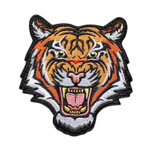 Patches Klett, Lustige Tiger Leopard Wolf und Bär Klett Patches Gestickte Aufnäher Moral Tactical Patch für Rucksäcke Hüte Jacken Jeans Taschen (Tiger) von Viusneun