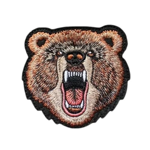 Patches Klett, Lustige Tiger Leopard Wolf und Bär Klett Patches Gestickte Aufnäher Moral Tactical Patch für Rucksäcke Hüte Jacken Jeans Taschen (Bär) von Viusneun