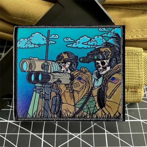 Patches Klett, Skelett-Soldat Militär Patch Drucken Moral Aufnäher Klett Patches für DIY Rucksäcke Taktische Kleidung Aufkleber Abzeichen von Viusneun