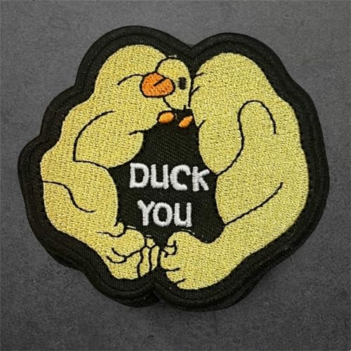 Patches Klett Lustige Starke Ente Klett Patch Gewebte Klettbänder Tactical Moral Aufnäher für DIY Taktisch Kleidung Rucksäcke Hüte Jacken Jeans Taschen von Viusneun