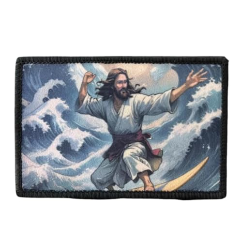 Patches Klett Lustiges Jesus Surfen Klett Patch Taktische Morale Hook Patch Aufnäher Für Kleidung Rucksack Baseballkappe Uniform von Viusneun