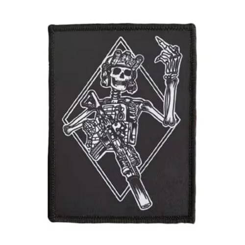 Patches Klett Lustiges Skelett Geste Patch Klett Militär Morale Hook Patch Für Taktische Kleidung Rucksack Baseballkappe Uniform von Viusneun