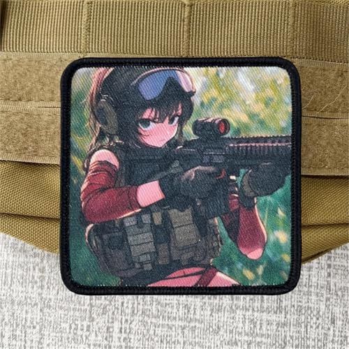 Patches Klett Mädchen mit Pistole Klett Patches Militär Tactical Morale Aufnäher Für DIY Taktische Kleidung Rucksack Baseballkappe Uniform Weste von Viusneun