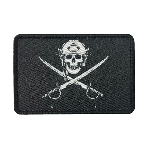 Patches Klett Schädel Aufnäher Drucken mit Klettverschluss, Klettbänder Moral MilitäR Patches Aufkleber für DIY Rucksäcke Taktische Kleidung Baseballkappe Uniform von Viusneun